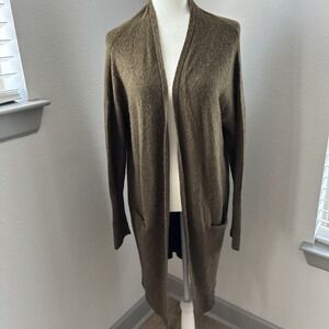 Chelsea & Violet Green Small Long Duster‎ Cardigan Sweater Wool Alpaca pockets